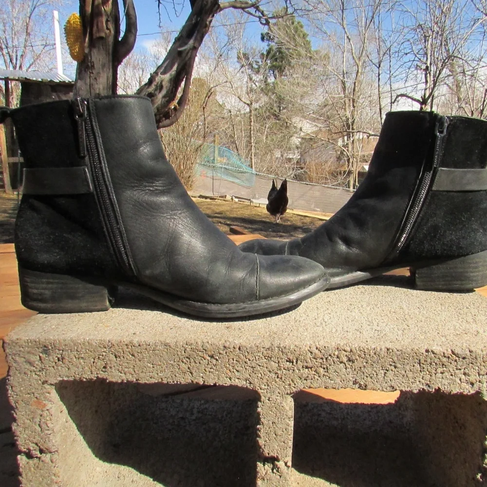 Donald J Pliner Primo black leather biker-style ankle boots